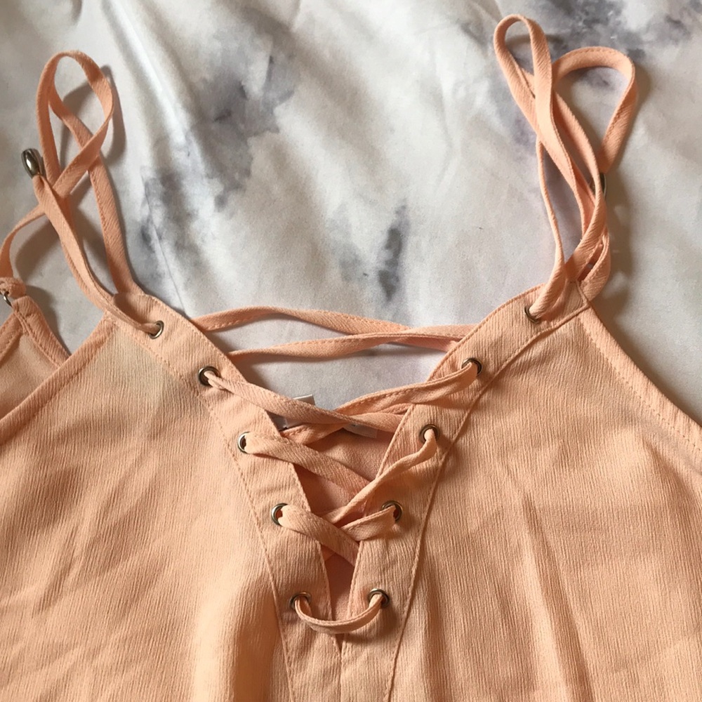 Pink tie up blouse with string straps